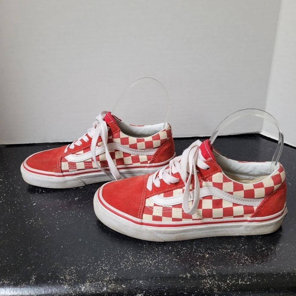 Vans Red Checked Sneakers Red Suede